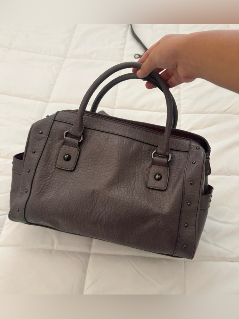 Y2K Gray Faux leather handbag + wallet
